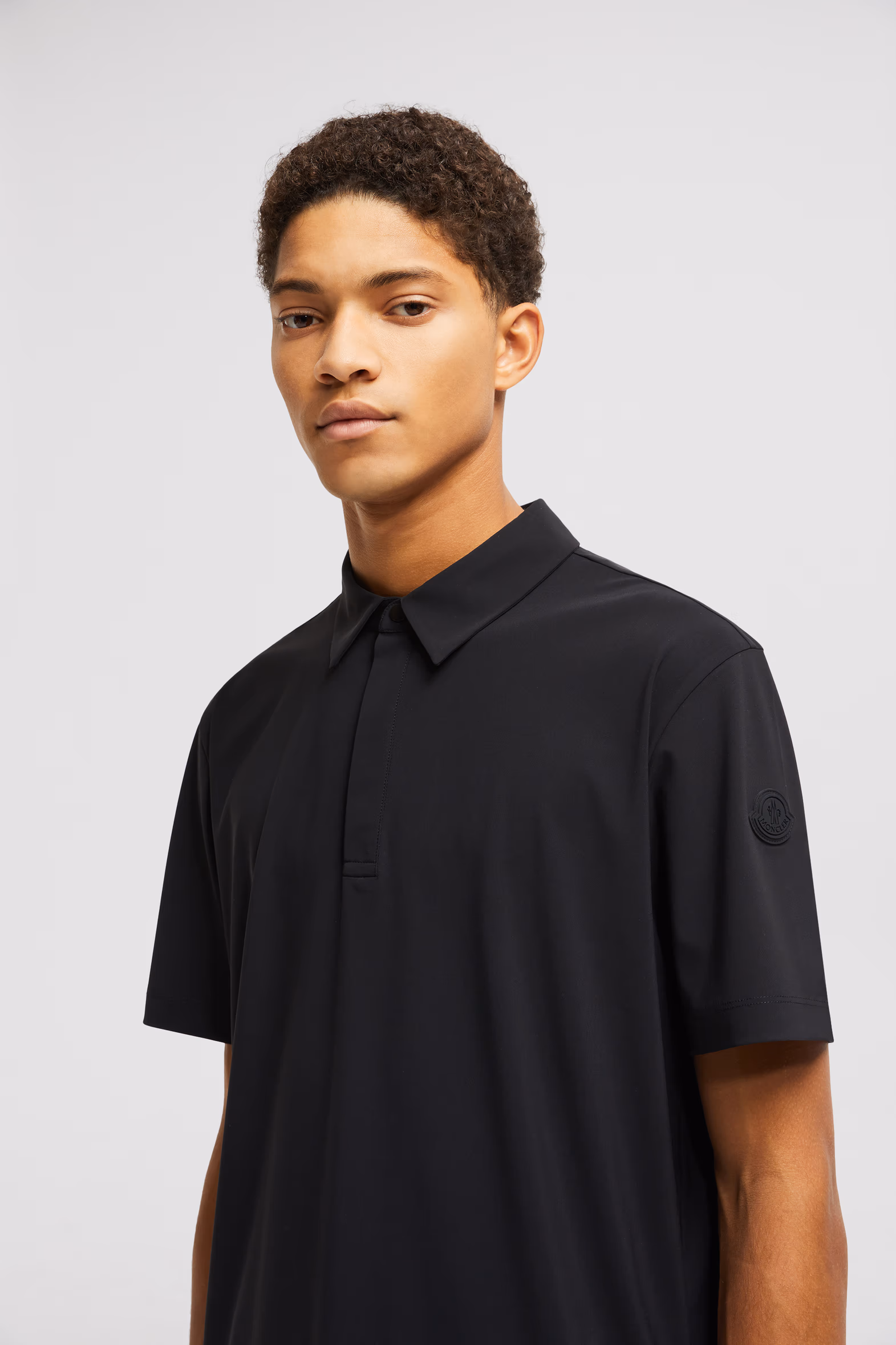 Logo Patch Polo Shirt Men Black Moncler 4